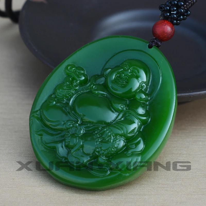Прямая поставка натуральный зеленый нефрит резной покровитель Святой матреи