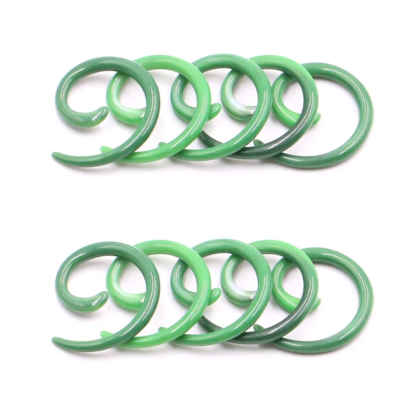 2 шт. зеленый стиль акриловые спиральные затычки для ушей манометр расширители