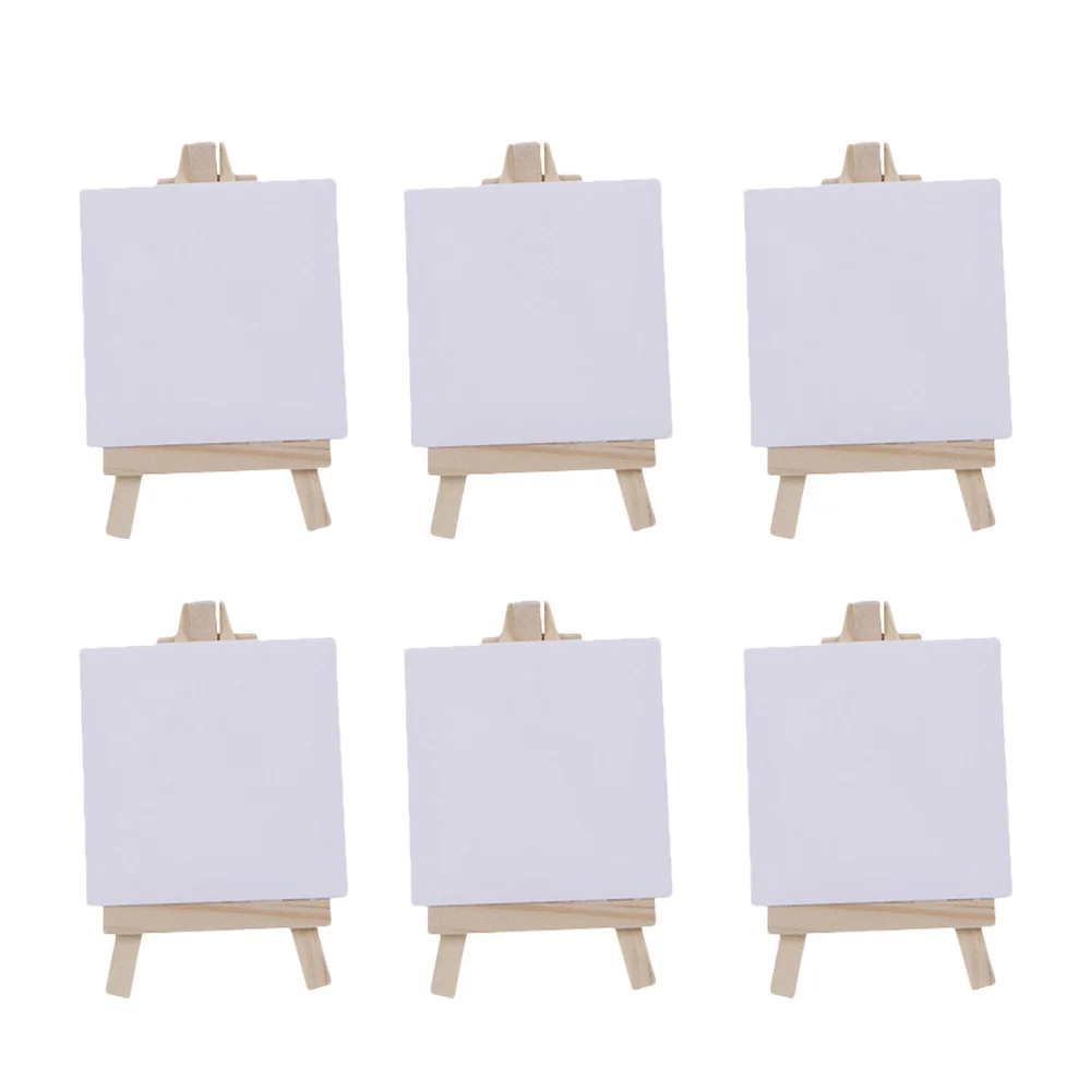 

6 Sets of Mini Stretched Artist Canvas Art Board White Blank Art Boards Wooden Oil Paint Artwork painting Board(White)