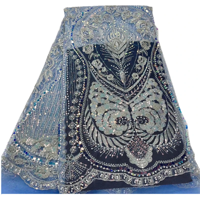 

Familiar African Lace Fabric Beads 2022 High Quality Lace Sequins French Net Lace Tulle Mesh Fabrics Lace beads Wedding JY64002