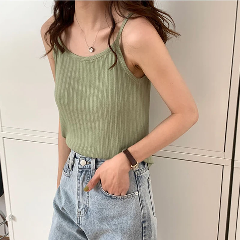 

AOSSVIAO 2021 Knitted WomenTop See Through Sexy Tank Top Backless Slim Retro Camis Sleeveless Summer New Streetwear Y2K Top