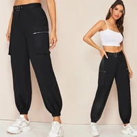 2022 spring autumn new womens solid color loose casual trouser lady fashion high waist cargo pants female streetwear sweatpants