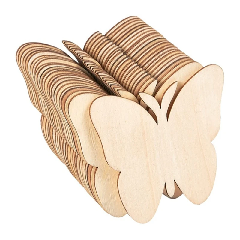

20/40pcs Natural Wooden Butterfly Shaped Blank Slices Unfinished Cutout DIY Painting Tags for Wedding Decorations