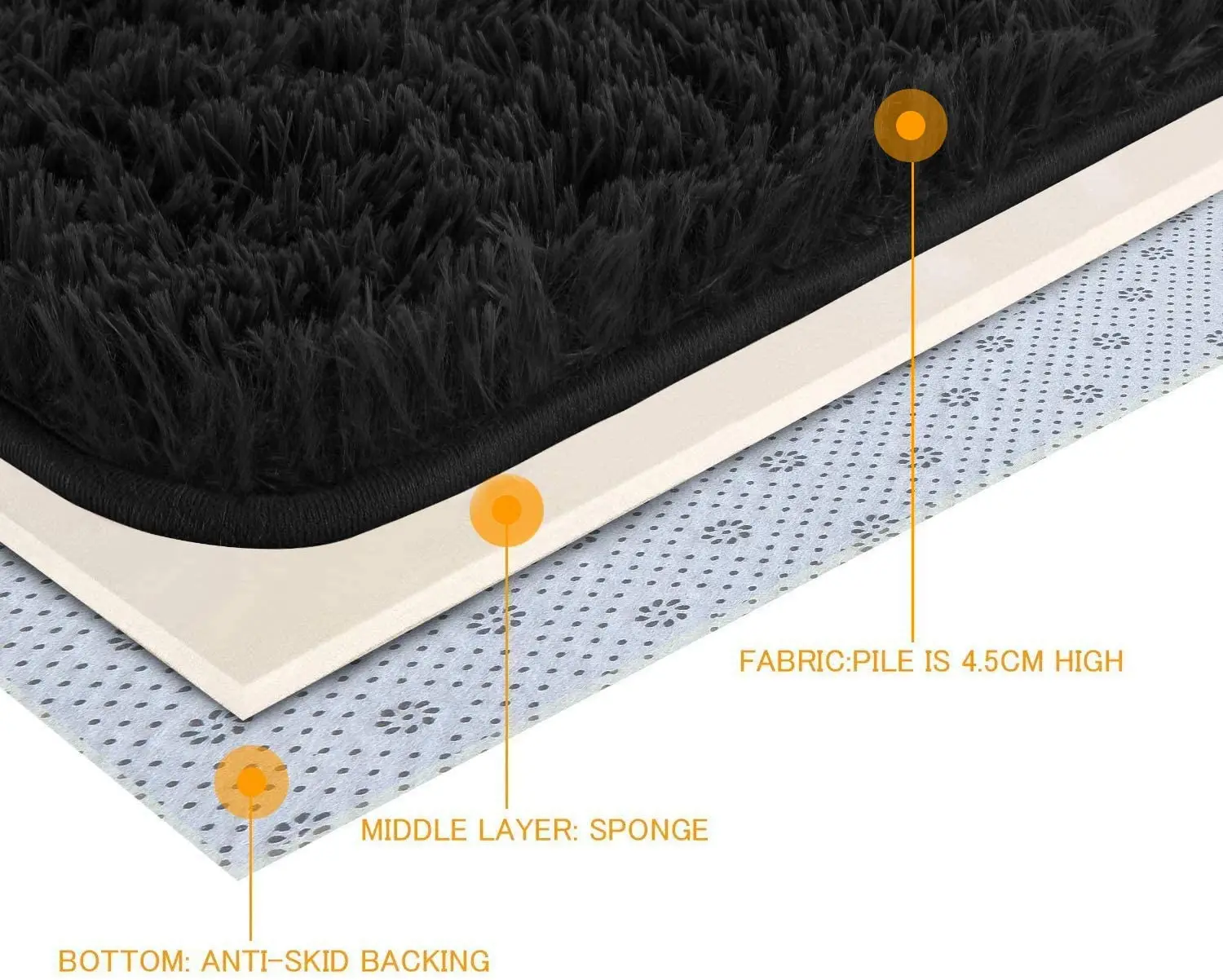 Мягкий черный пушистый ковры Гостиная ковер ворсистый меховой сплошной акцент