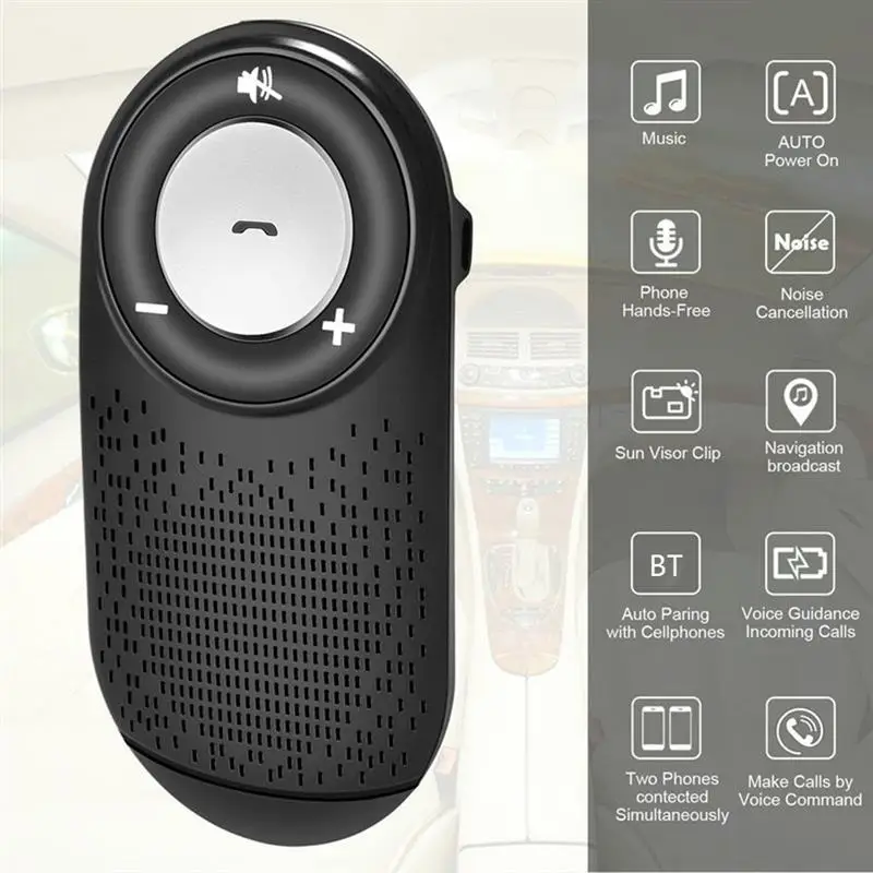 

Car MP3 Player Sun Visor Wireless Bluetooth In-Car Speakerphone HD Sound Handsfree Calling Bluetooth Car Kit
