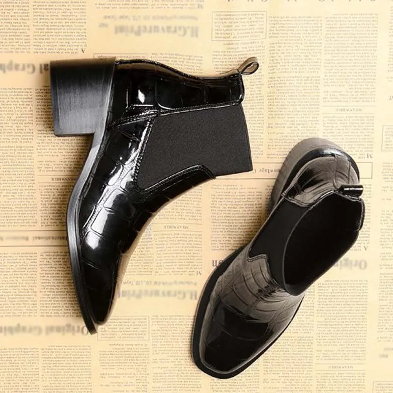 

Женские ботильоны без шнуровки, однотонные офисные полусапожки из искусственной кожи на платформе и массивном каблуке, осень 2021