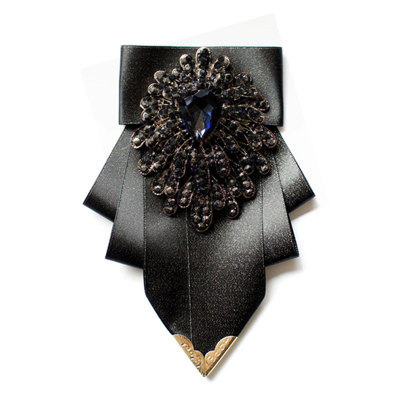 

British Bow Tie Men's Luxury Blue Rhinestone Business Banquet Wedding Dress Shirt Accessories Gift Mens Jewelry Handmade Bowtie