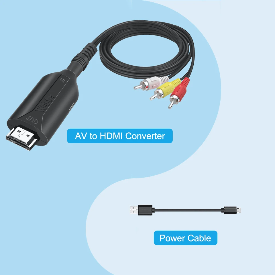 Преобразователь-адаптер Full HD штырь-штырь RCA AV-HDMI мини-композитный CVBS-HDMI AV2HDMI