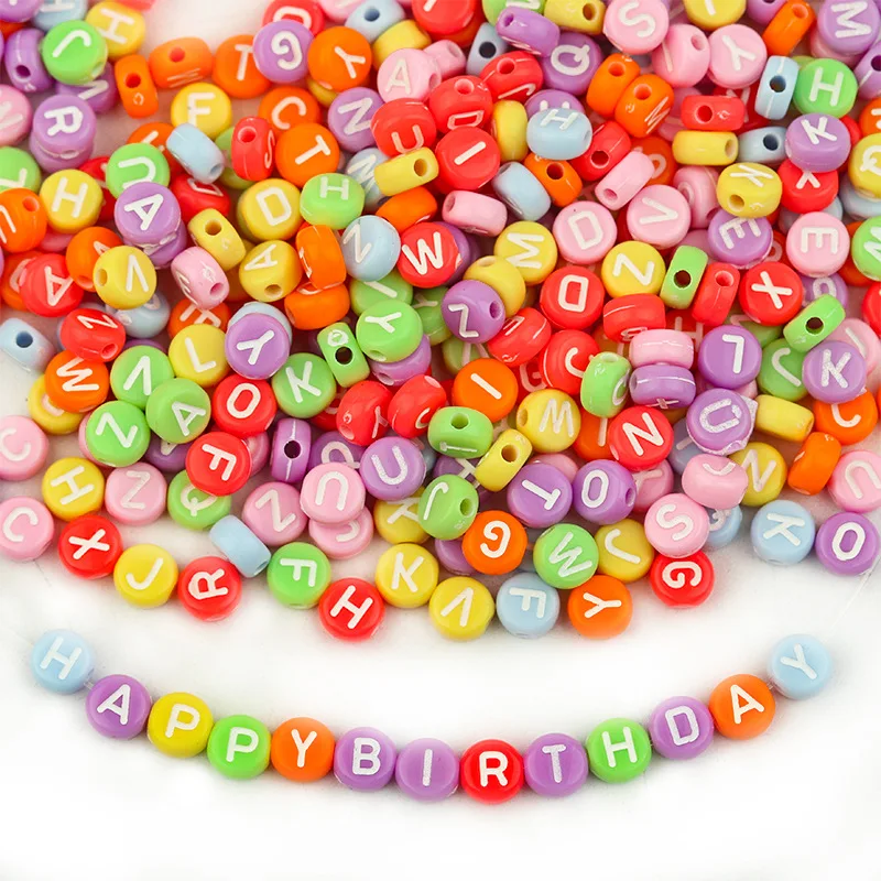 

100pcs/Lot 4*7mm Letter Round Shape Acrylic Spaced Beads Candy Alphabet Beads For Jewelry Making DIY Charms Bracelet Necklace