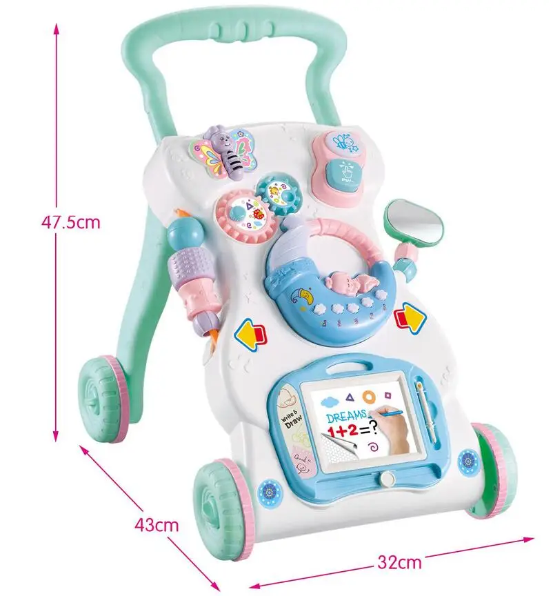 Детские Обучающие ходунки игрушки сидеть на стойке с колесиком и Центром