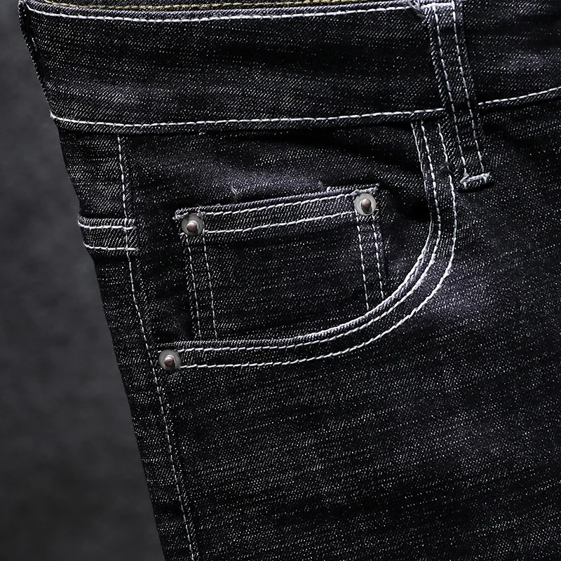 Мужские прямые джинсы в стиле хип-хоп китайские облегающие байкерские с вышитой