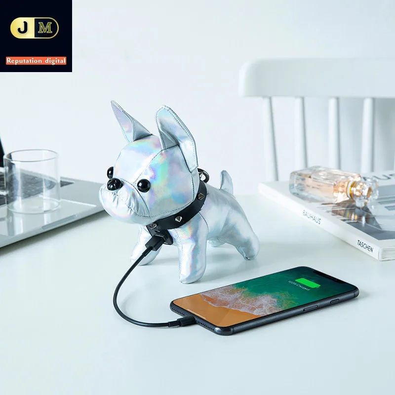 

New Big bands Rainbow Laser French bulldog mobile power bank 8000mah Dog Doll power supply Mobile phone pendant