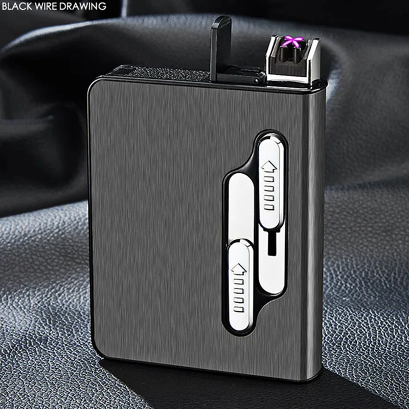 Портативный USB чехол для электронной сигареты с двойной дуговой зажигалкой 20 шт держатель для сигарет usb зарядка Зажигалка гаджеты для мужчин