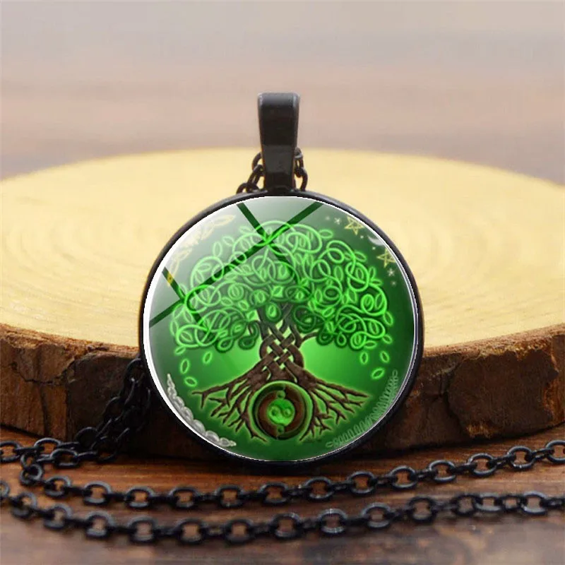 Ожерелье с подвеской Дерево жизни кабошон фото женское модное ювелирное изделие