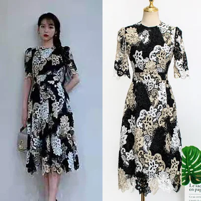 Кружевное платье с цветочным узором для женщин DEL LUNA отель леди IU вечеринки в