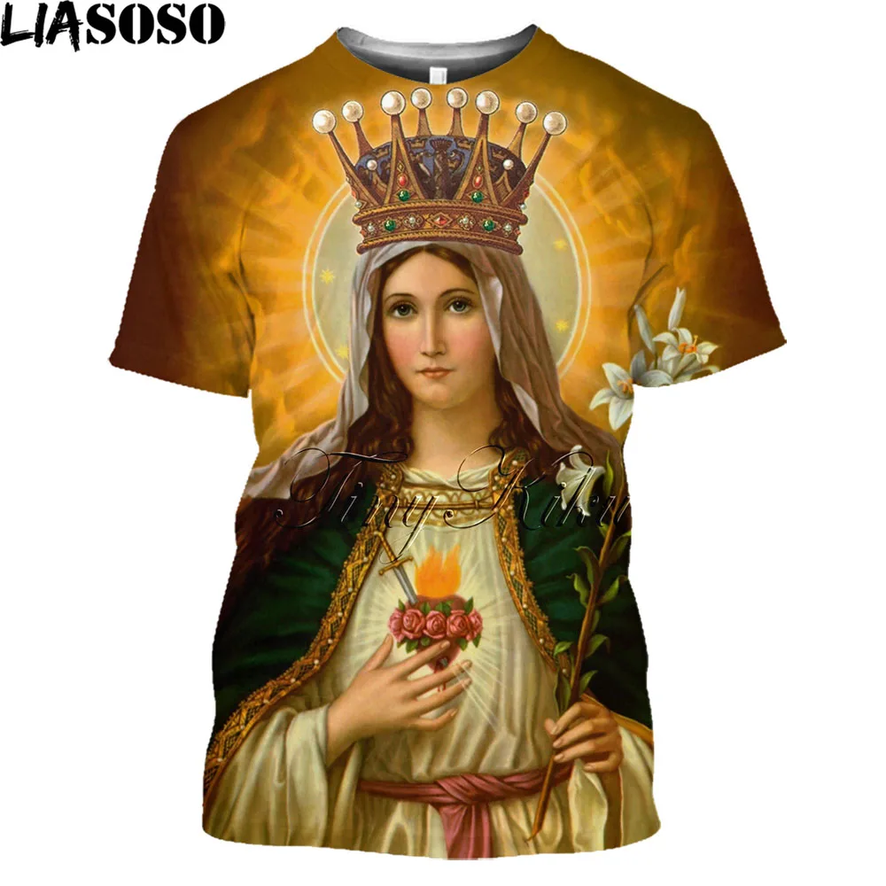 

Our Lady of Guadalupe Virgin Mary Catholictshirt Mexico Top Casual T Shirt Men Breathable Short Sleeve T-shirt harajuku clothes