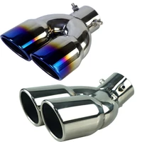 universal car inlet double barrel rear exhaust tip tail pipe muffler outlet stainless steel car accessories