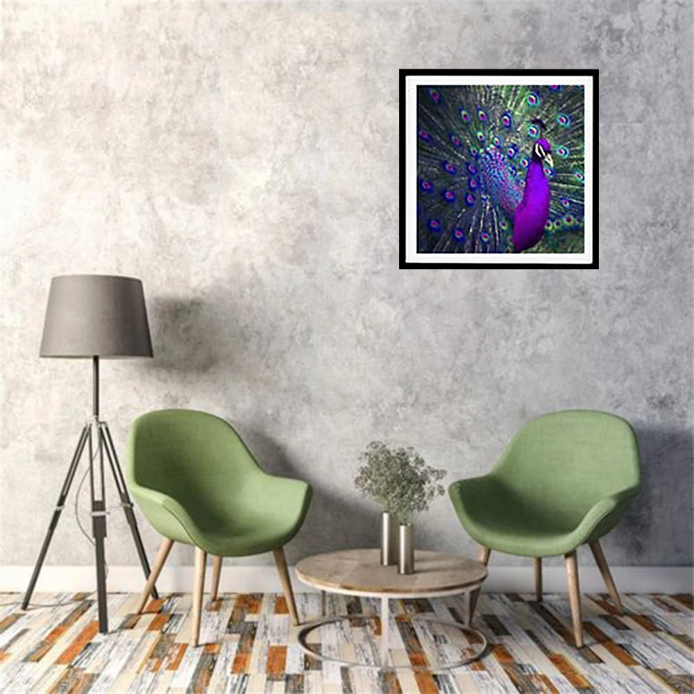 Rhinestone Diamond Painting Peacock Wall Full Drilled Coffee Shop Home Garden Supplies | Дом и сад