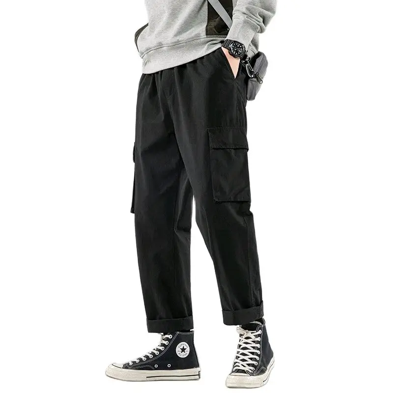 

Cargo Pants Overalls Overalls men straight loose nine points in the spring and autumn section ins han edition summer trousers