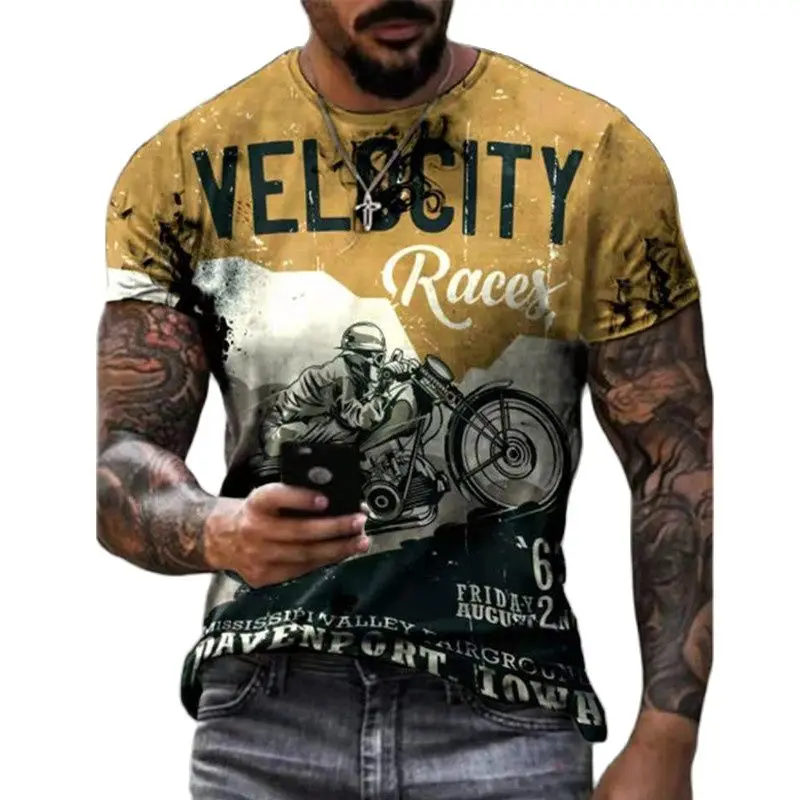

Men's O-neck short-sleeved T-shirt 3D printing Vintage Streeerar shirt fashion breathable outdoor sportswear summer new style