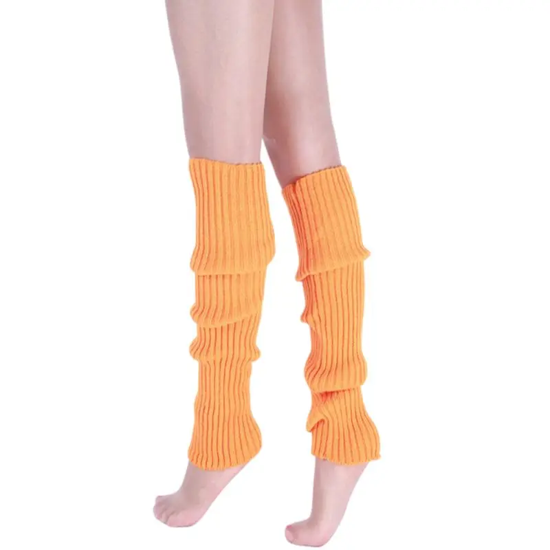 Женские неоновые флуоресцентные ребристые вязаные крючком для ног 80s яркие