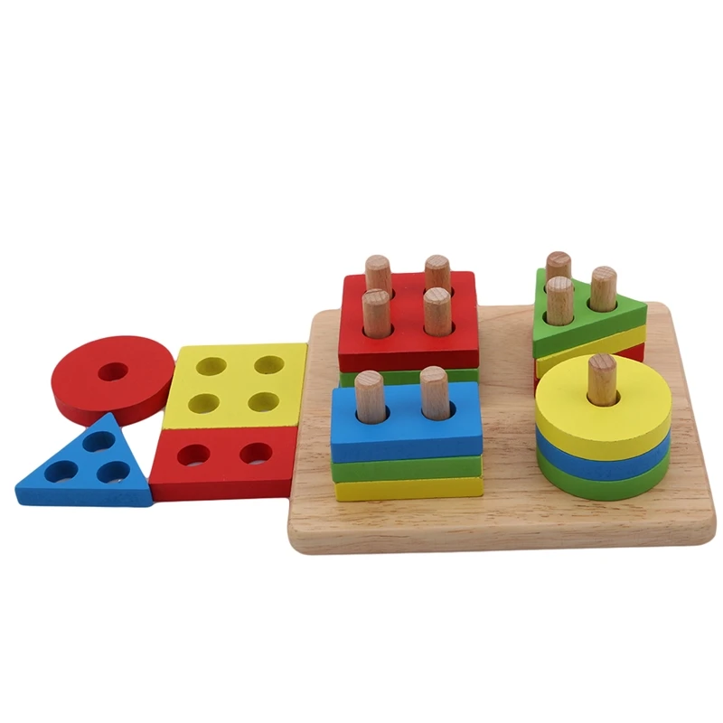 

Baby Brain Development Toys Montessori Match Toys Geometric Sorting Board Wooden Blocks Kids Educational Toy Building Blocks