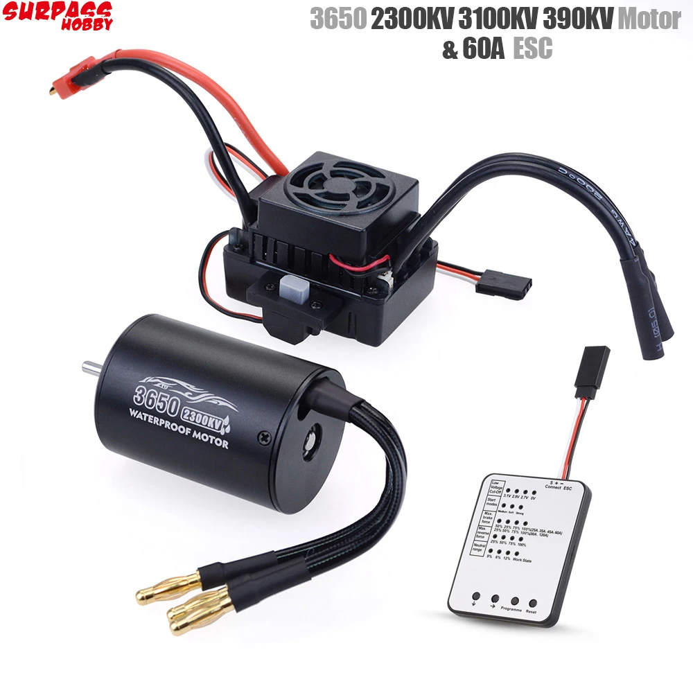 Водонепроницаемый бесщеточный двигатель Surpass Hobby 3650 2300KV 3100KV 3900KV с 60A ESC w/Программа