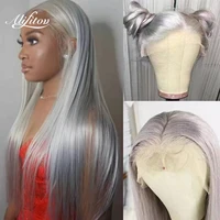 grey colored human hair wigs for women 13x4 lace frontal wig straight lace front wig pre plucked brazilian remy grey bob wig