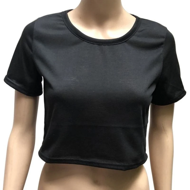 

Hot Sale Summer Simple Solid Short-Sleeved Tight-Fitting Shirt O-Neck T-shirt Casual Crop Tops Girl Women Clothing 4 Color