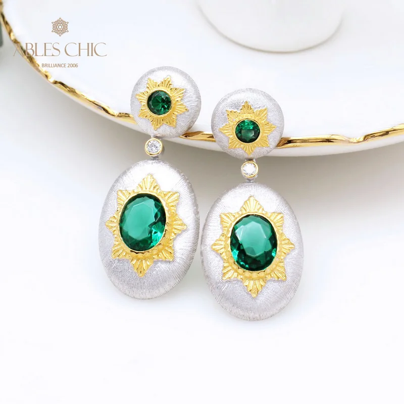 

Серьги-подвески из серебра 925 пробы, с изумрудом и фианитом