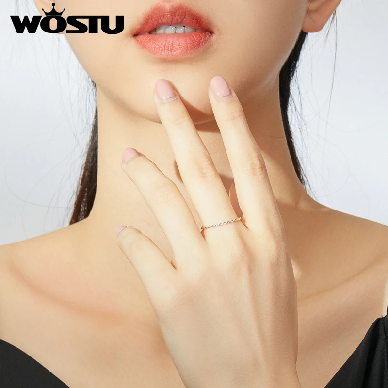 WOSTU 925 пробы Серебряный Длинный хвост мышь открытые Регулируемые кольца вечерние