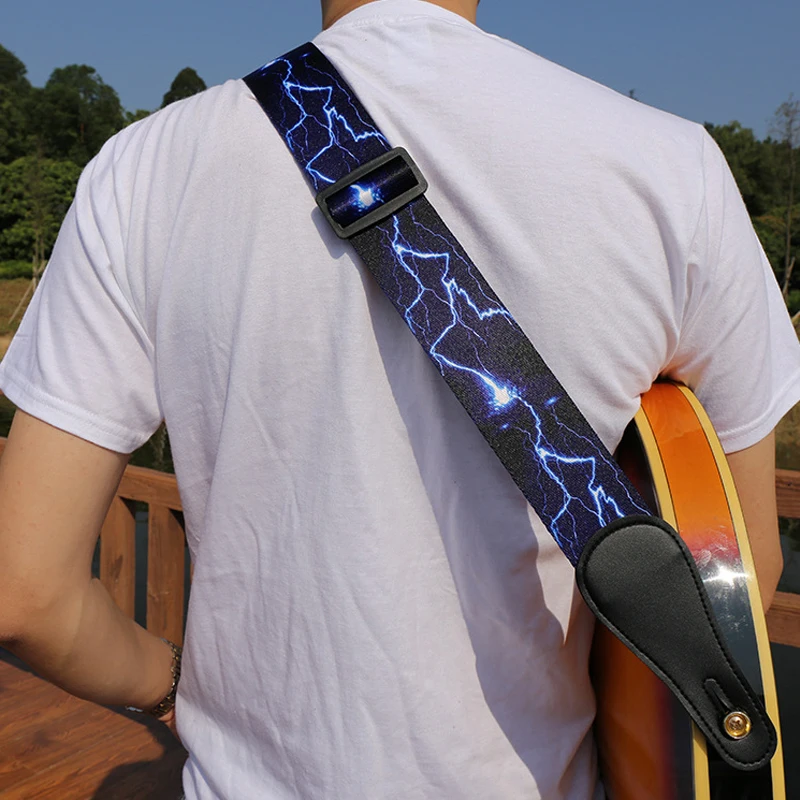 Персонализированный напечатанный ремень для гитары с красным пламенем