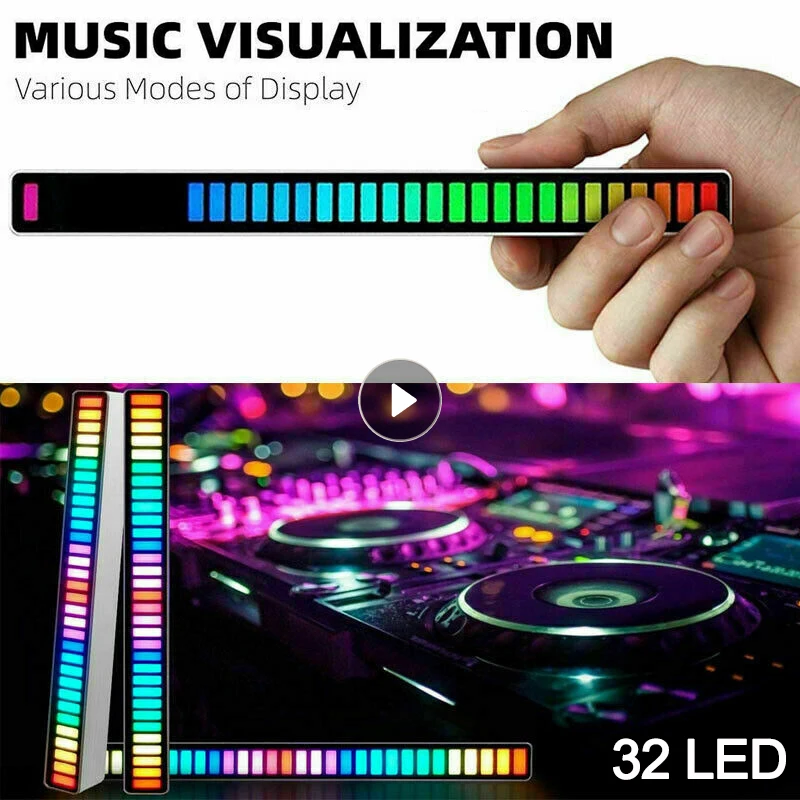 

Новинка 2021, RGB-звукосниматель с голосовой активацией, ритмисветильник ющий свет, креативное цветное управление звуком, светильник с 32-битны...