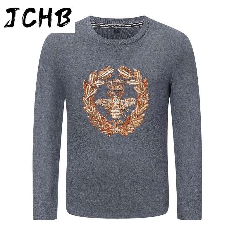 

Fashion Bee Little Long-Sleeve O-neck Colorful Knitted Plein Sweater Street Gothic Men's Tops 2021 New