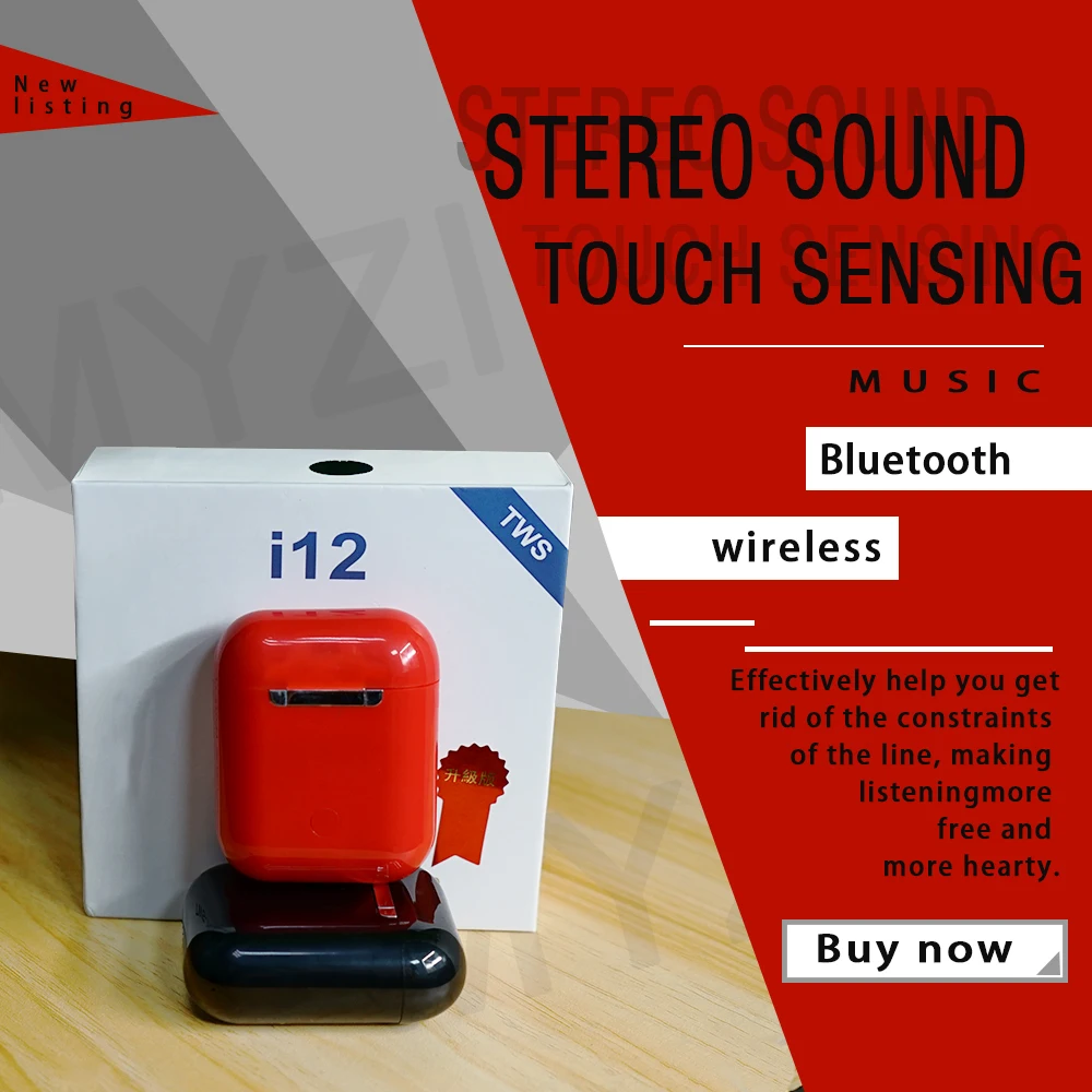 i12 tws Беспроводная bluetooth-гарнитура сенсорная портативная с микрофоном гарнитура Sweatproof всплывающие наушники Bluetooth наушник