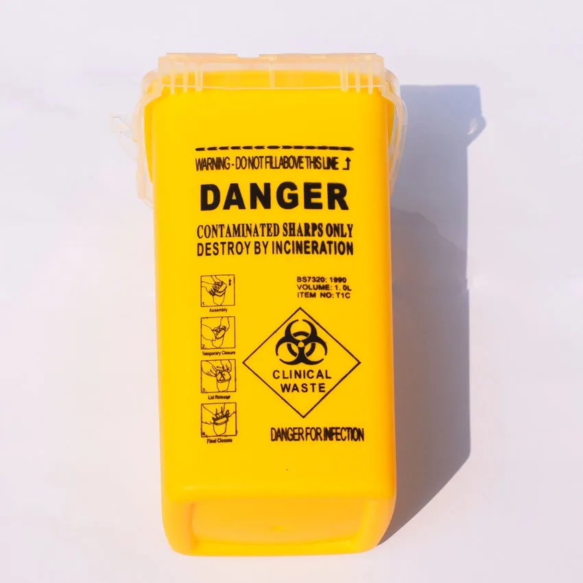 1Л емкость Шарп контейнер медицинские Иглы Bin Biohazard иглы для пирсинга избавление