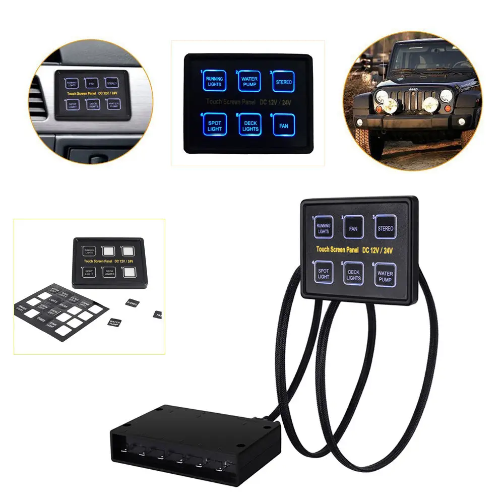 2020 new sale 2V/24V 6 Gang LED Switch Panel Slim Touch Control Box for Car Marine Boat | Автомобили и мотоциклы