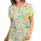 Клиническая женская форма с коротким рукавом и V-образным вырезом, медицинская униформа, топы для медсестер с мультяшным принтом, рабочая медицинская одежда, футболки 2021