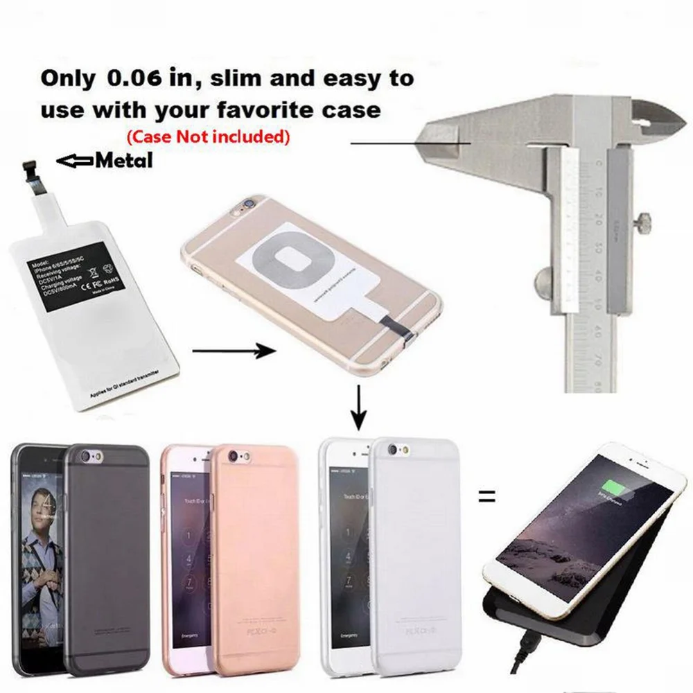 floveme qi wireless charger receiver micro usb type c for iphone 5w wireless charger receiver adapter for samsung a50 a70 a40 free global shipping