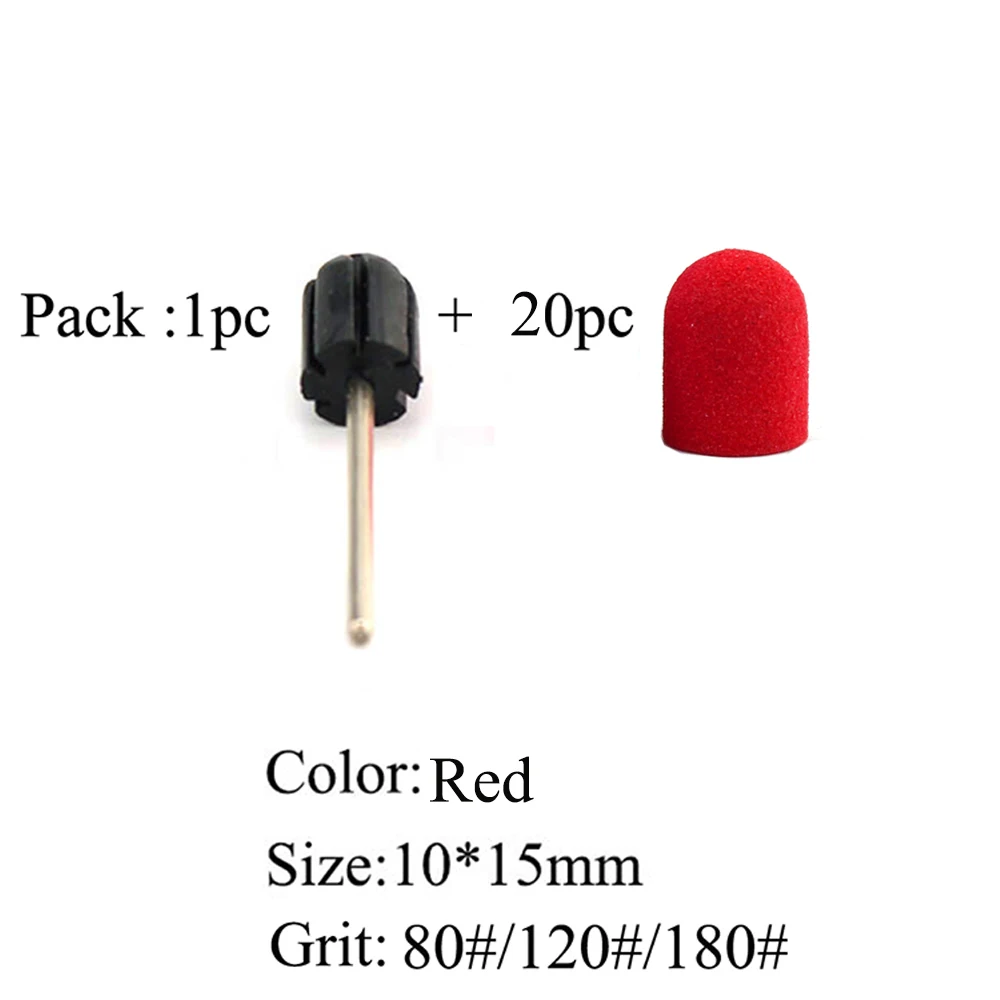 20 шт. Красные Пластиковые шлифовальные колпачки 10*15 мм резиновые пилочки для