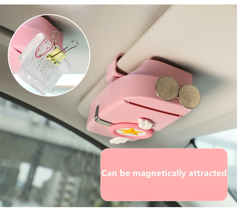 

Magical Girl Car Glasses Case Cartoon Multifunction Installation Sun Visor Storage Car Glasses Clamp Frame Anime Girl Christmas