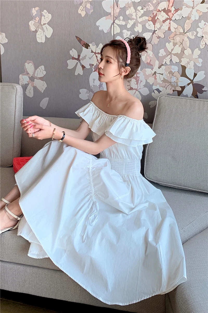 

2021 summer new style trend fashion simple casual wild temperament pure color dress