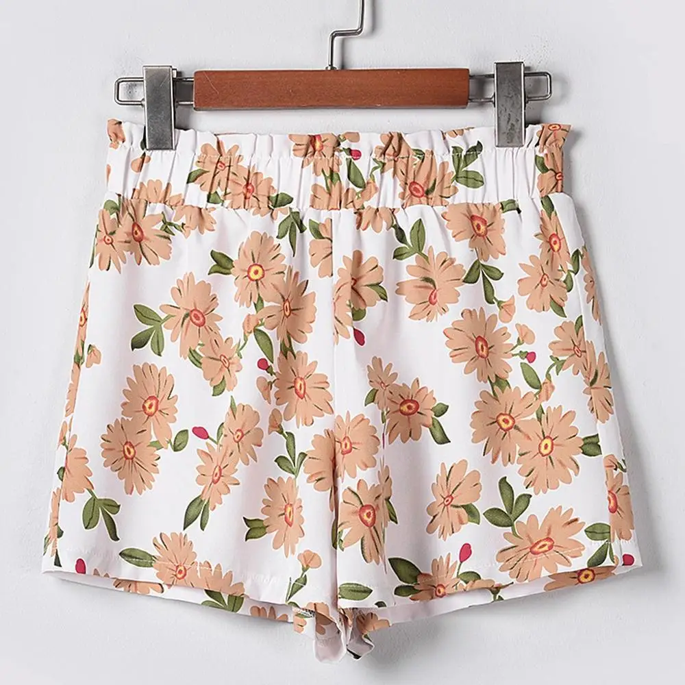 

2020 Women Bohemian Elastic Waist Floral Print Shorts High Waist Short Pants Trousers Casual Hot Pant