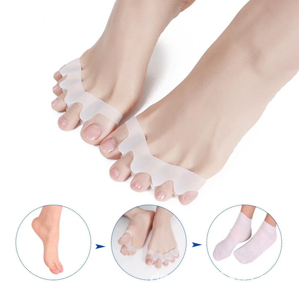 

2 Pcs Silicone Thumb Valgus Correction Five-toe Separator Toe Separator Overlapping Toe Bigfoot Valgus Correction Foot Care