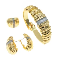 luxury new british gold plated jewelry set ladies bracelet ring earring set wedding jewelry b0085