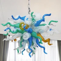 nordic style art glass chandeliers e14 aqua blue teal small glass chandelier light for bedroom living room dining room