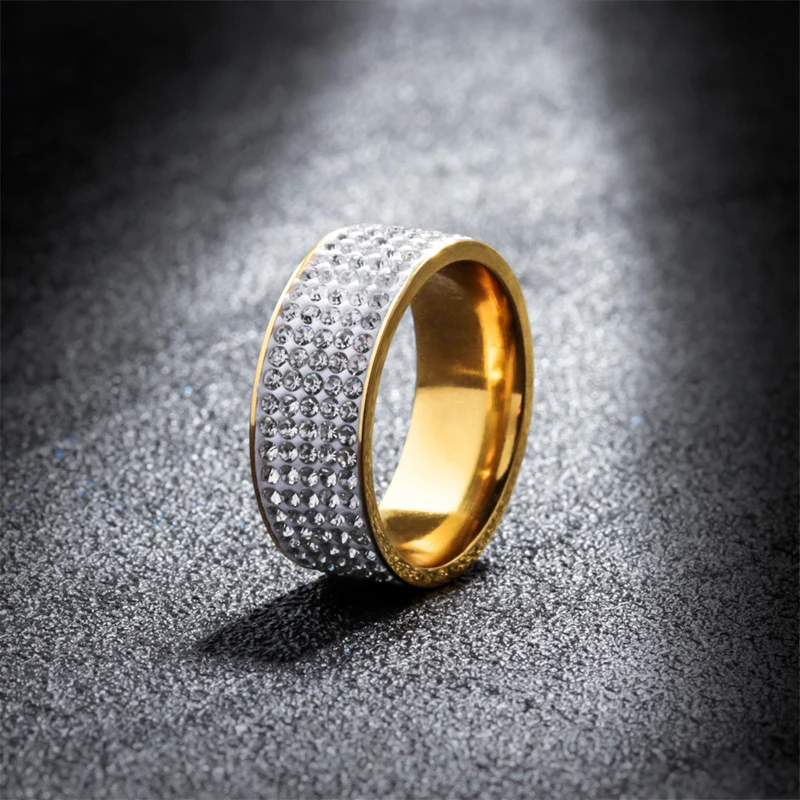 BFH 2019 модные циркониевые Свадебные кольца из нержавеющей стали для женщин
