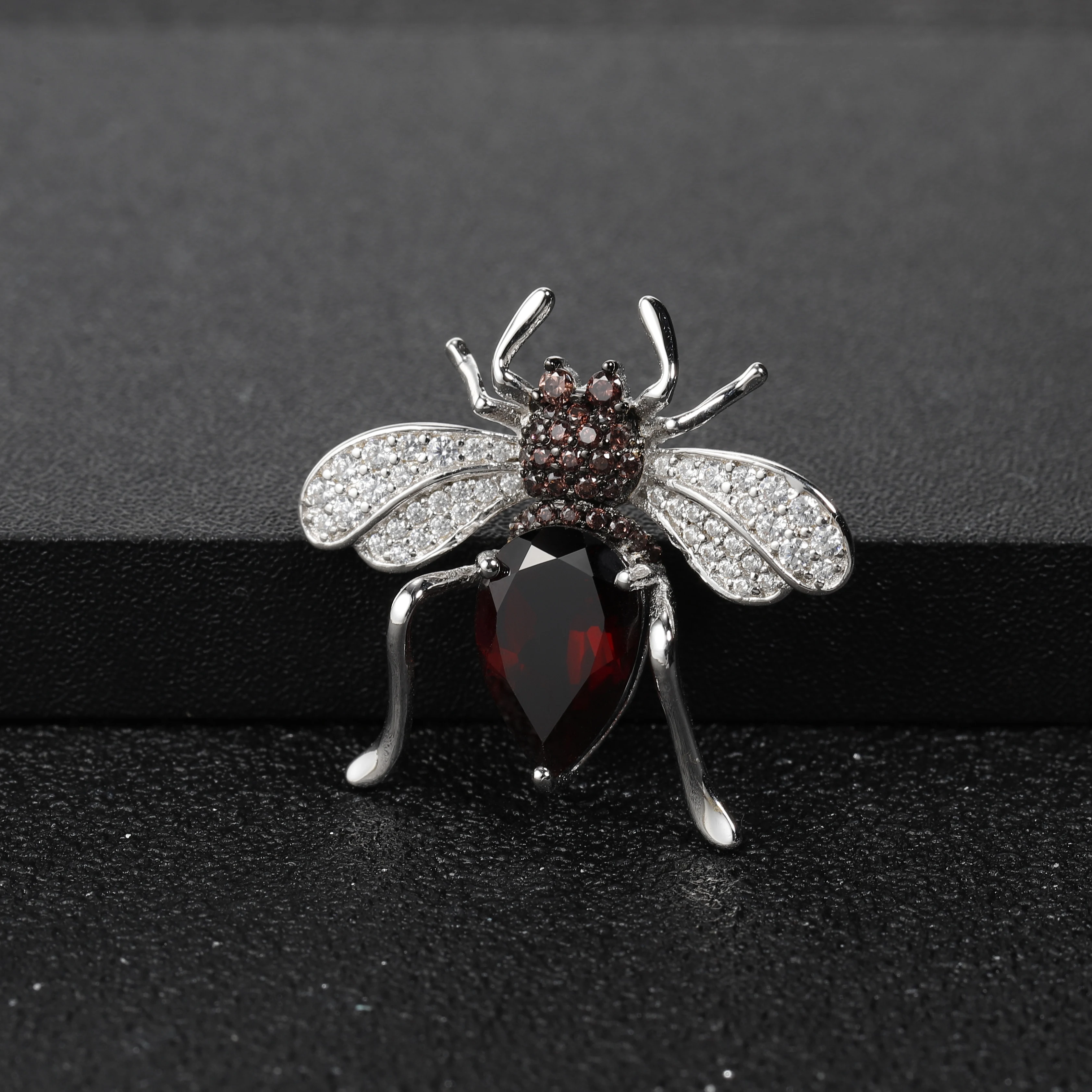 GEM'S BALLET 925 Sterling Sliver Cute Bee Brooches 3.1Ct Natural Red Garnet Gemstone Pin Brooch Jewelry For Women | Украшения и
