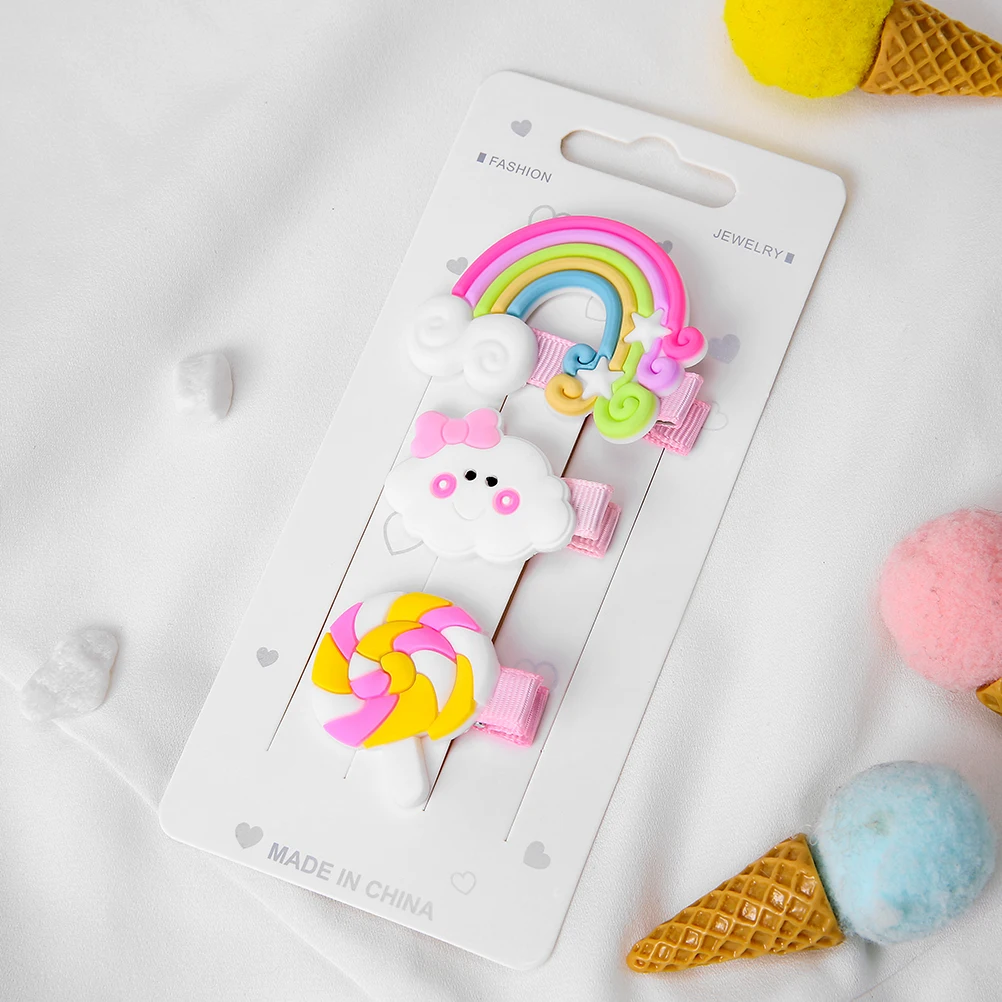 Детские заколки для волос с мультяшным радужным облаком единорогом мороженым
