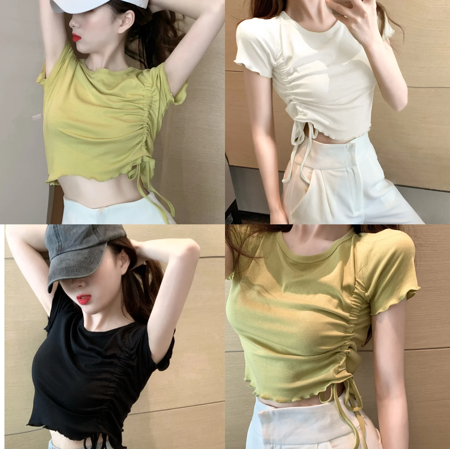 

Slim Crop Top Solid T Shirt for Women Summer Casual Style Fashion Brand O-neck Korean Clothes Female Tees 2021 New Hipster